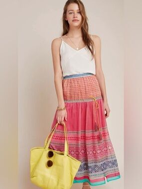 Anthropologie Tanvi Kedia Colorful Flowy Skirt